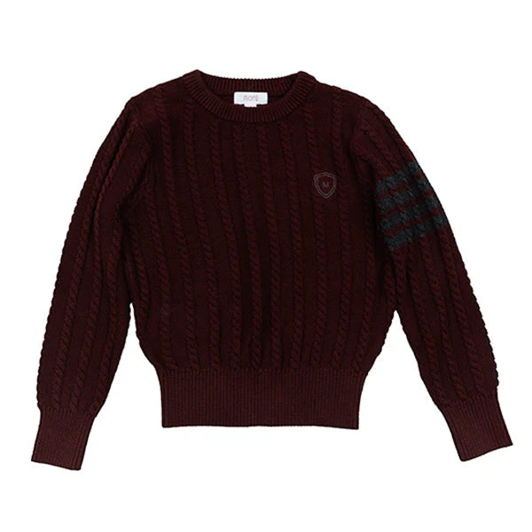Motu Ray Wine Cable Knit Sweater