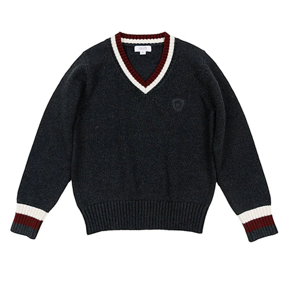 Motu Jett Charcoal V-neck Striped Sweater