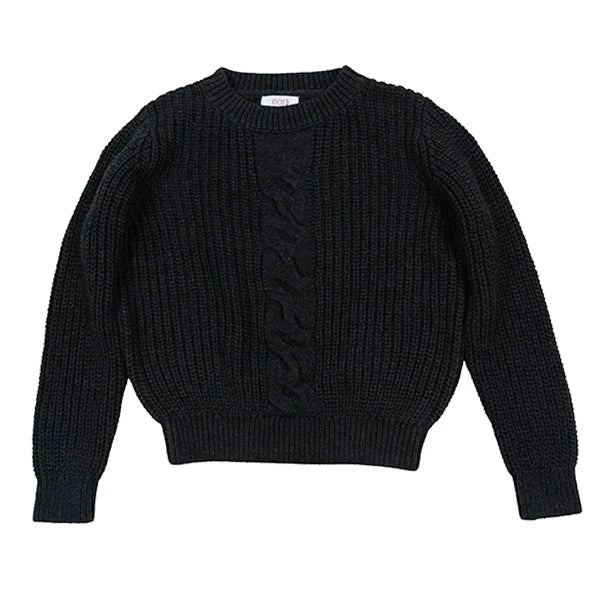 Motu Blaise Charcoal Center Front Cable Sweater