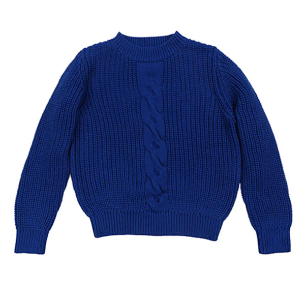 Motu Blaise True Blue Center Front Cable Sweater