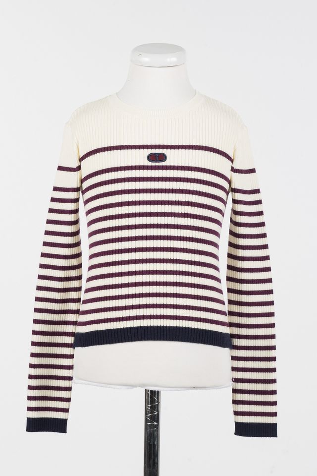 Twinset Cream/Burgundy Crewneck Sweater