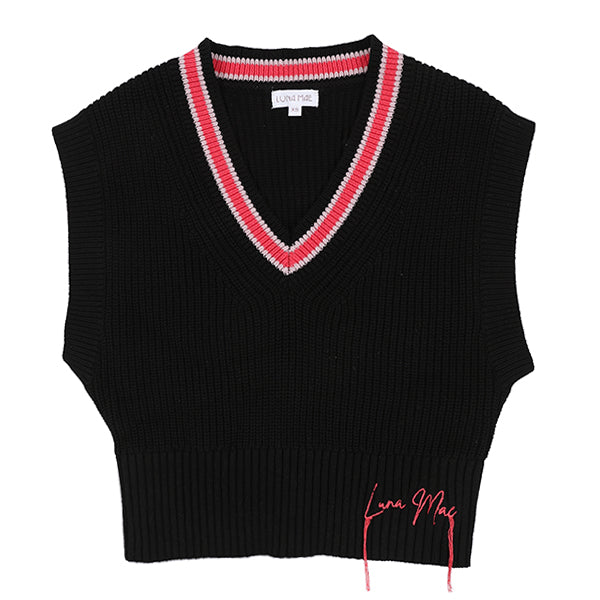 Luna Mae Fuchsia/Black Mara Knit Vest