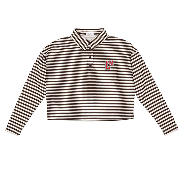 Luna Mae Brown Stripe Romy Cropped Collar Top