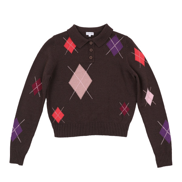 Luna Mae Chocolate Emmy Argyle Sweater