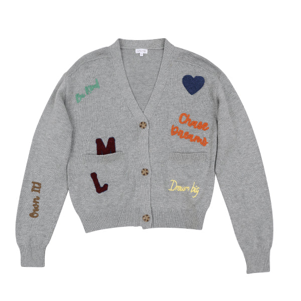 Luna Mae Grey Multi Kira Detail Cardigan