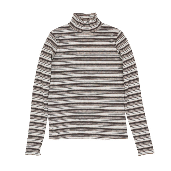 Luna Mae Brown Stripe Oona Striped Mockneck