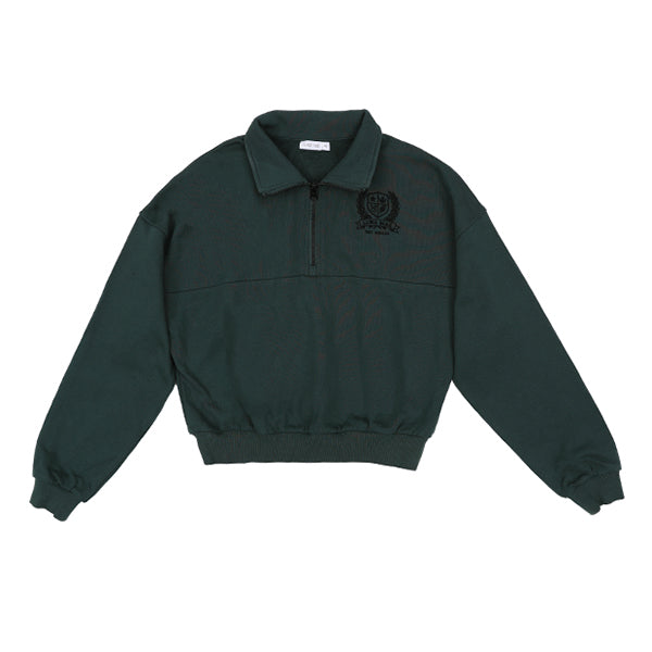 Luna Mae Forest Yara Half Zip Emblem Sweatshirt