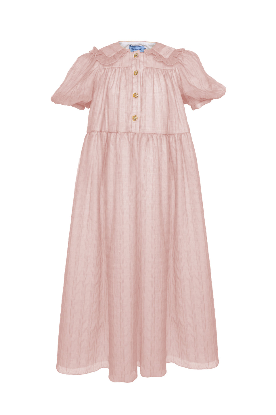 Mimisol Salmon Embossed Voile Maxi Dress *Runs Full- Size Down