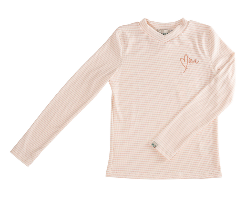 Mira LA Pale Pink/Ecru Stripe Brea Girl Top RUNS SMALL SIZE UP!
