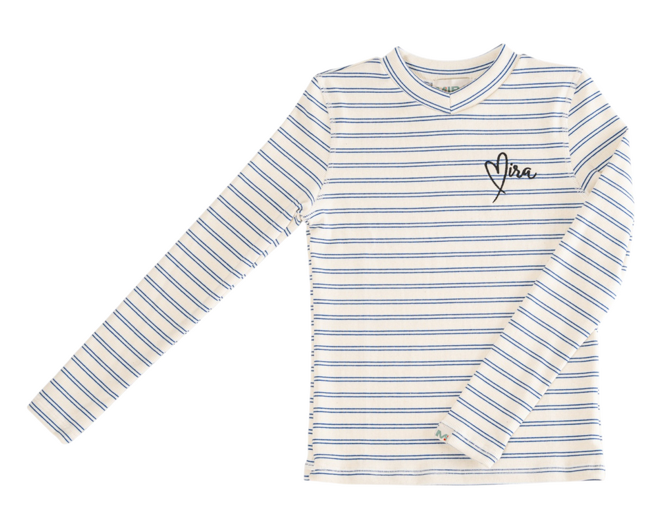 Mira LA Blue Stripe Brea Girl Top RUNS SMALL SIZE UP!