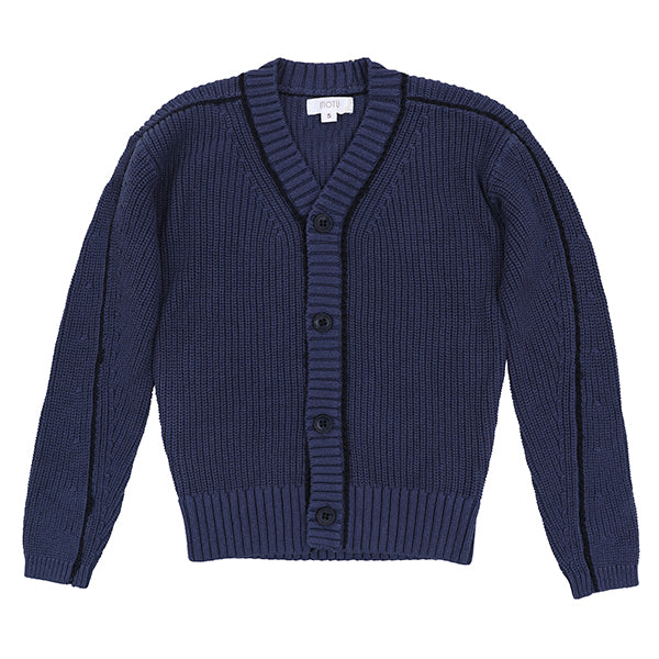 Motu Bo Periwinkle Blue Piped Cardigan