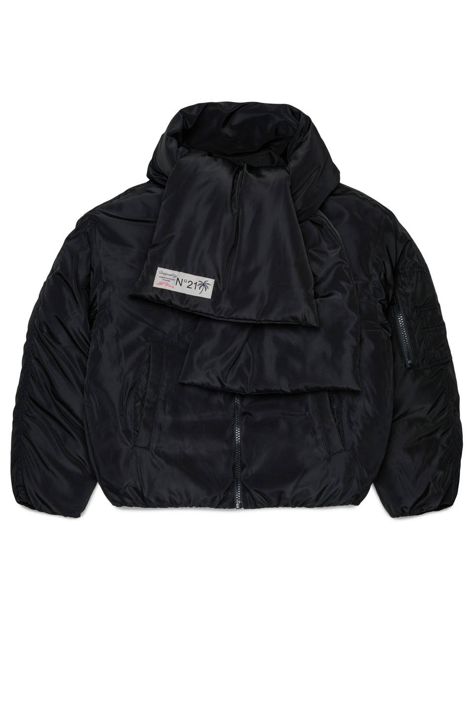 N21 Black Short Puffer Jacket + Scarf