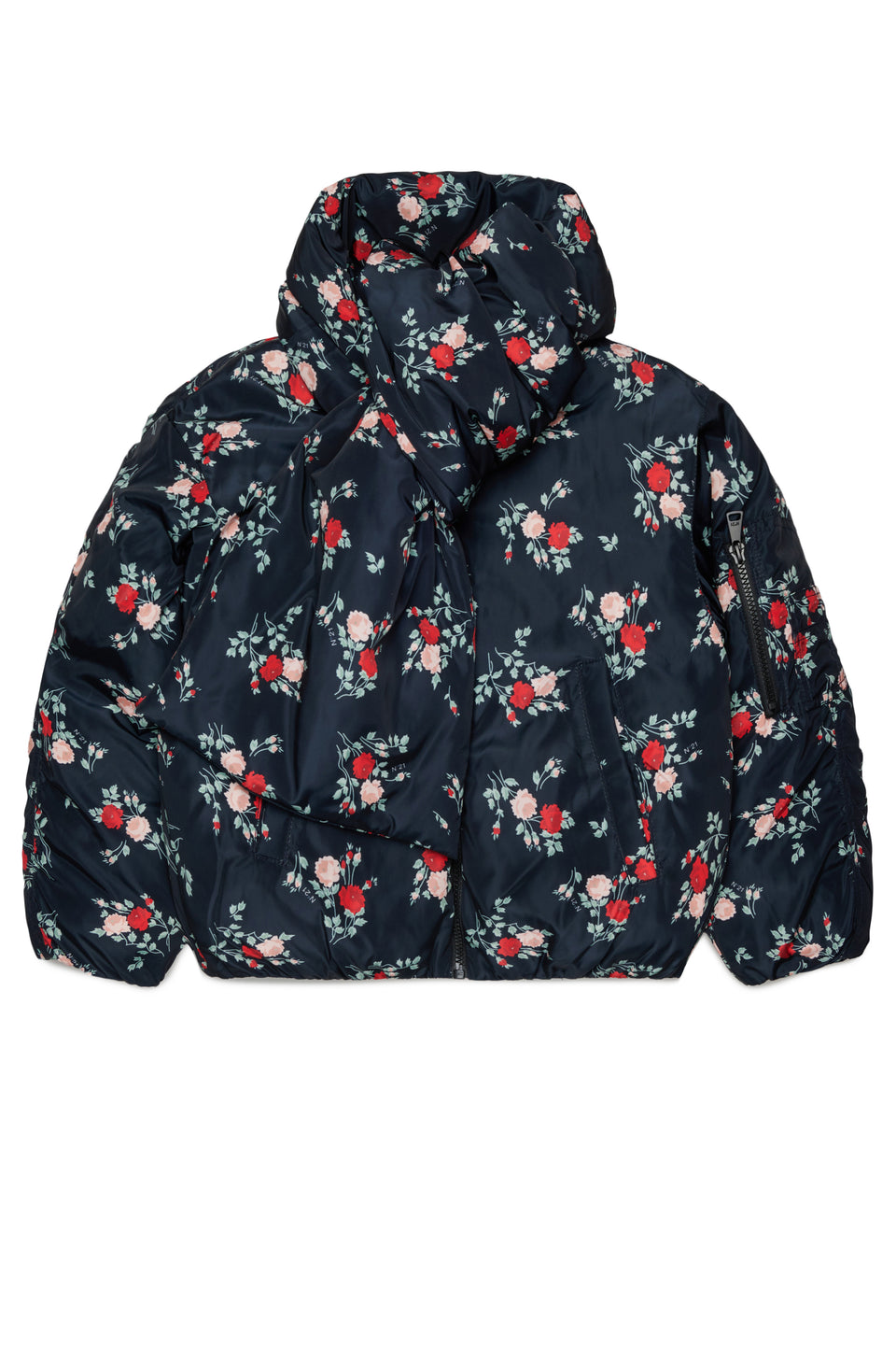 N21 Floral Short Puffer Jacket + Scarf