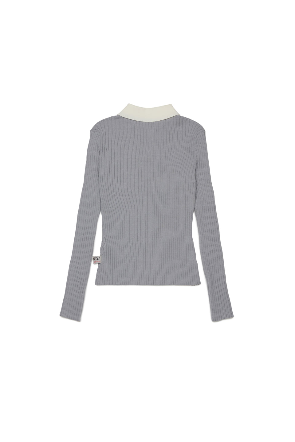 N21 Grey L/S Rib Knit Contrast Polo