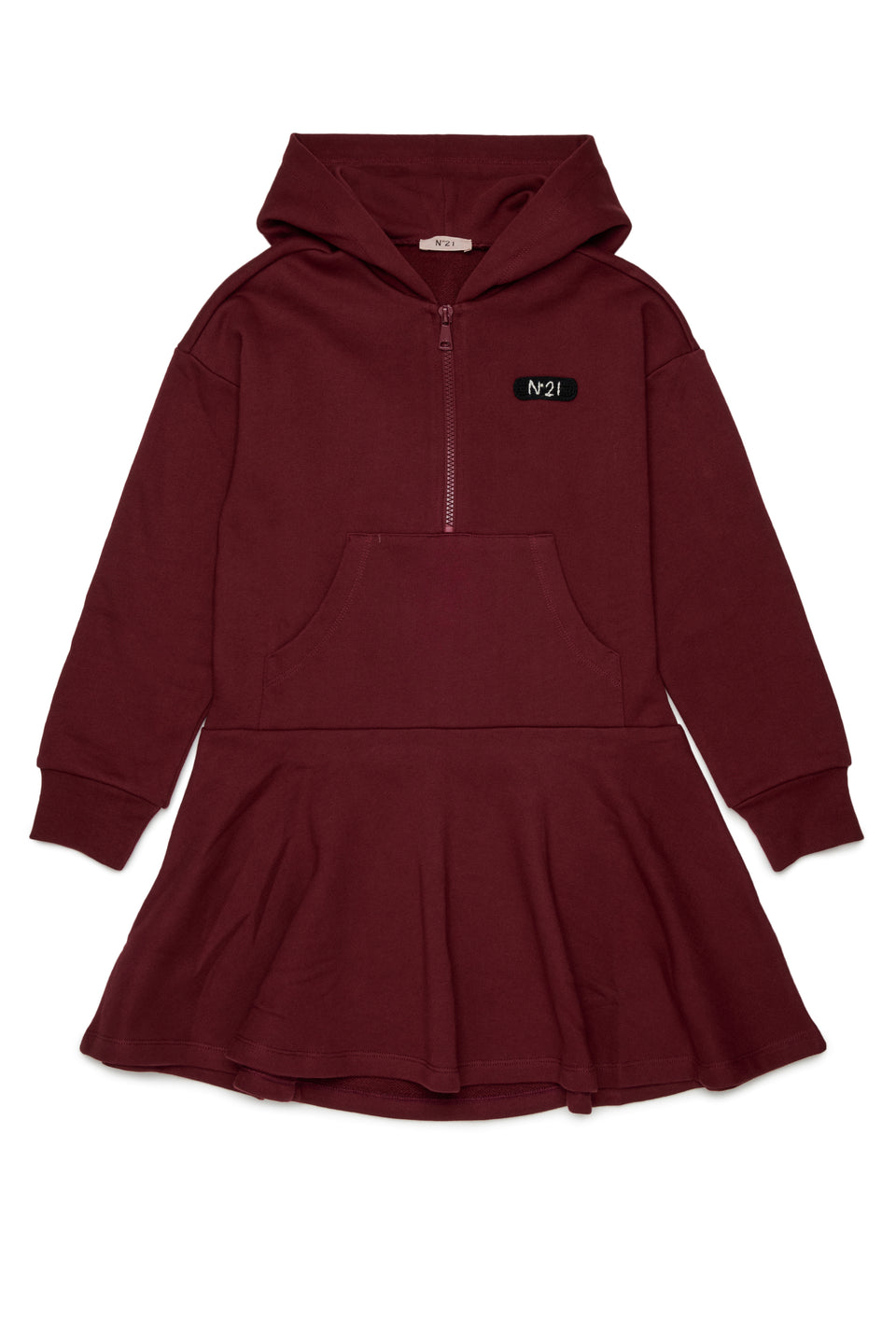N21 Maroon L/S Hooded Half Zip Sweat Dress