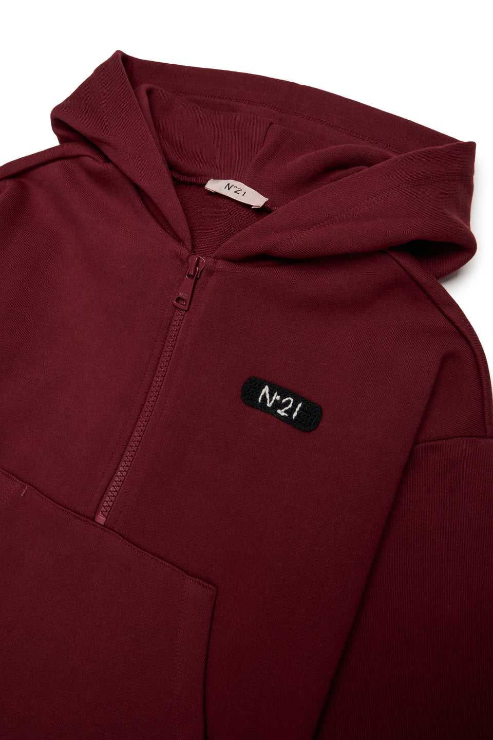 N21 Maroon L/S Hooded Half Zip Sweat Dress