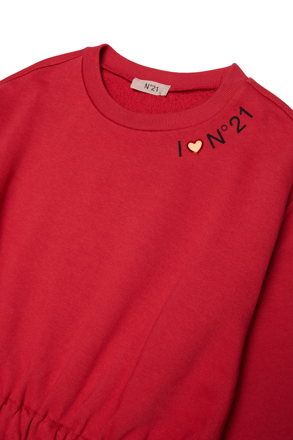 N21 Coral Red L/S Midi Sweat Logo Dress -*Runs Long Check Measurements