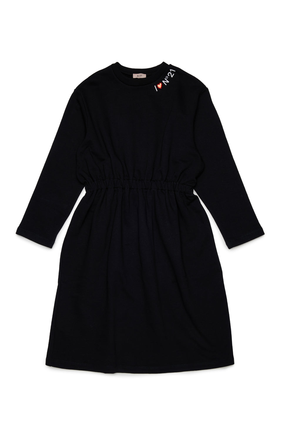 N21 Black L/S Midi Sweat Logo Dress-*Runs Long Check Measurements