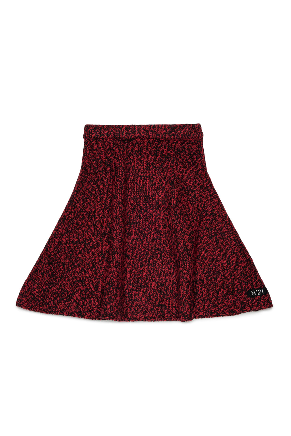 N21 Red Speckled Knit Flair Skirt