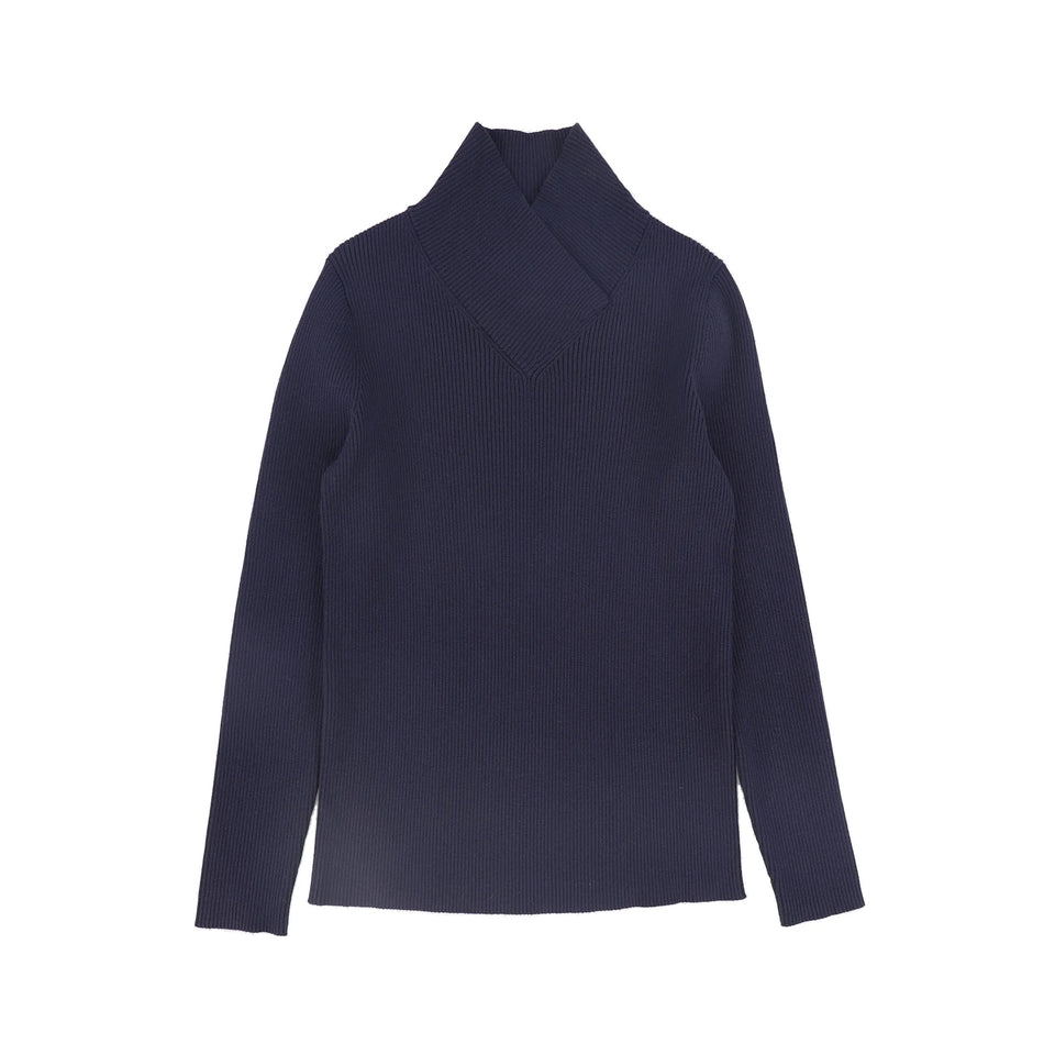 Valentina Navy Wrap Neck Turtleneck