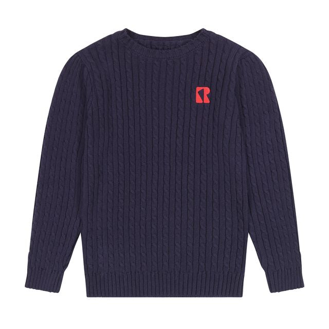 Retrokid Aspen Navy Cable Knit Crewneck Sweater