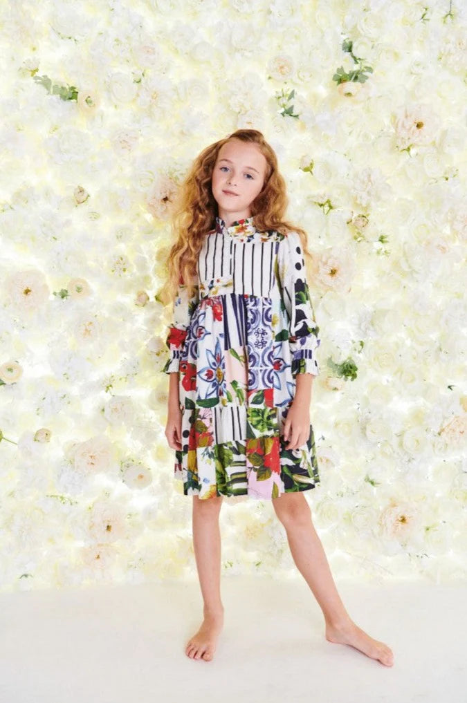 Porter Stripe/Floral Printed Dress