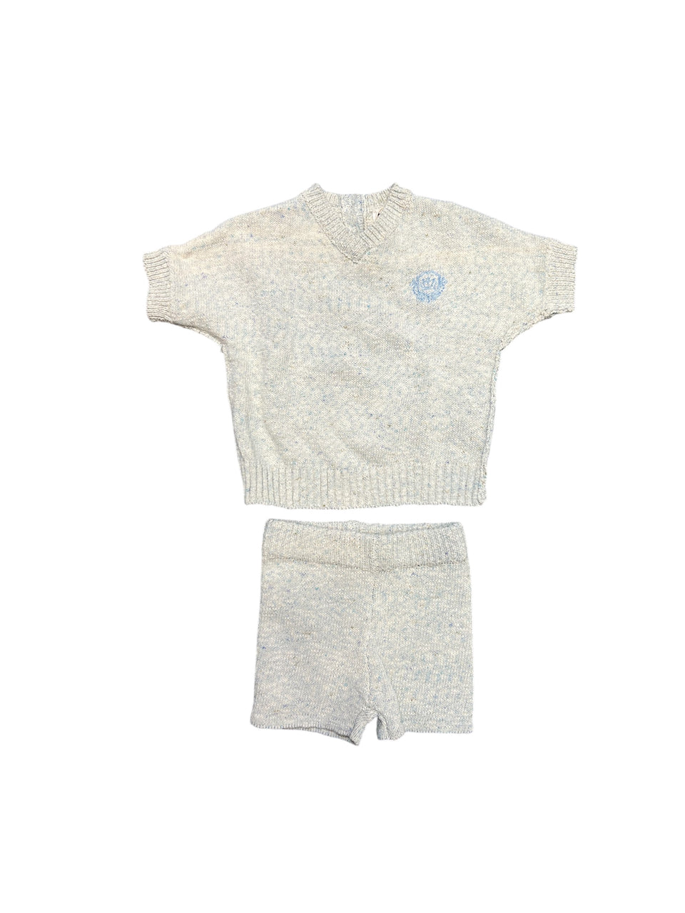 Noma Powder Blue Marled Knit Set with Exposed Stitch