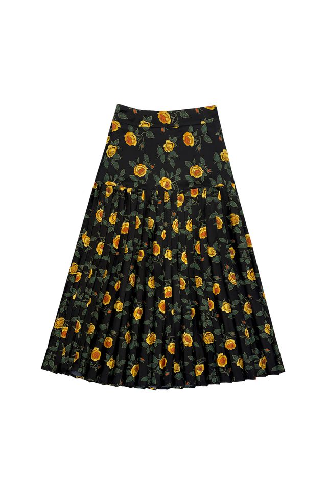 Elle oh Elle Paloma Roses on Green Skirt