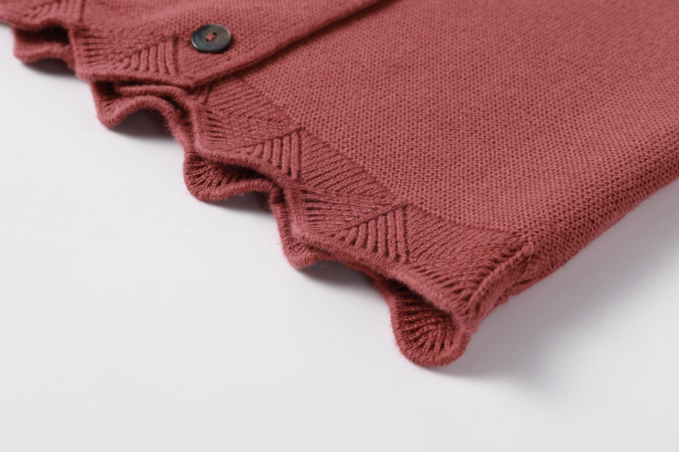Nou Nelle Rust Scallop Cardigan