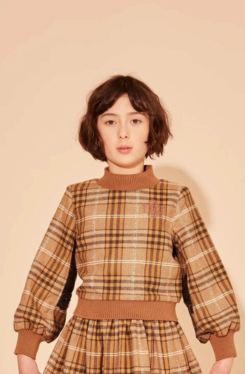 The Middle Daughter Nut Brown Check Top