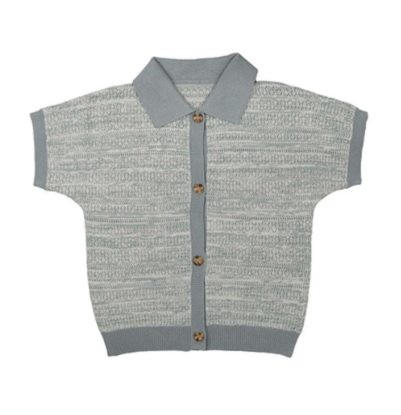 Noma Powder Blue and White Speckled Knit Polo