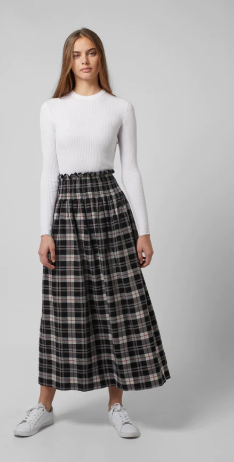 Elle Oh Elle Black Red and White Plaid Skirt