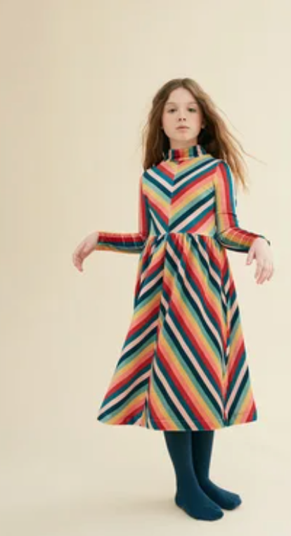 The Middle Daughter Multi-Stripe Midi Dress