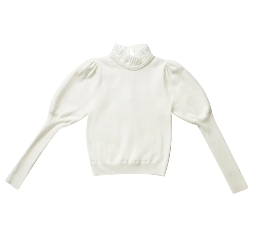Elle Oh Elle Ivory Sweater with Bow Collar