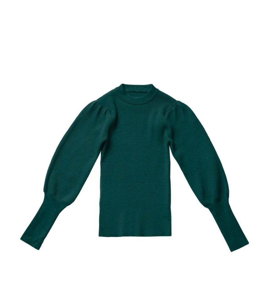 Elle Oh Elle Puff Sleeves Sweater in Green