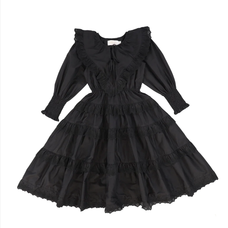 Petite Amalie Black Poplin Midi Dress