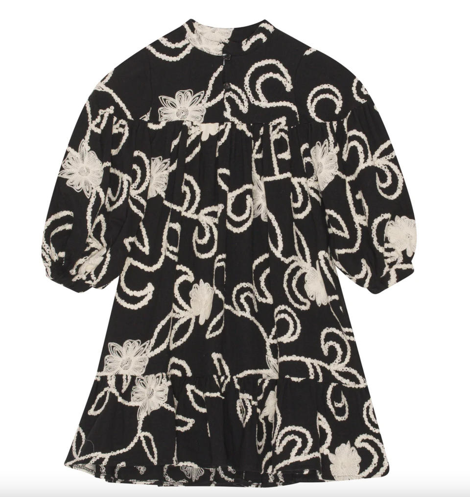 Olivia Rohde Black and White Embroidered Dress