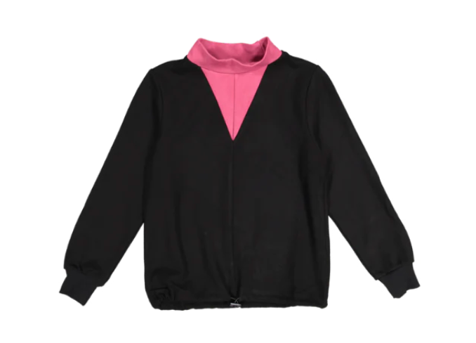 Noname Black Sweater with Pink V Detail