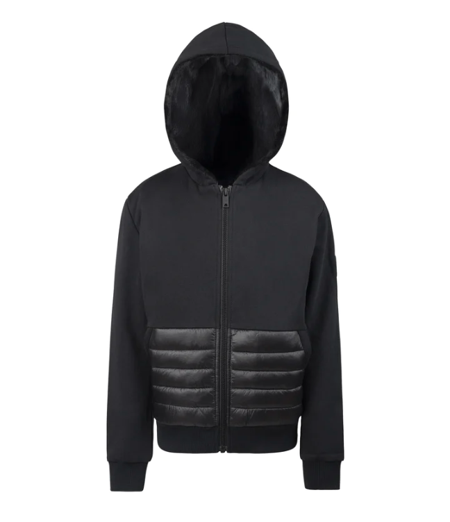 Manteau Jr Black Zip-up Jacket with Black Fur Inside