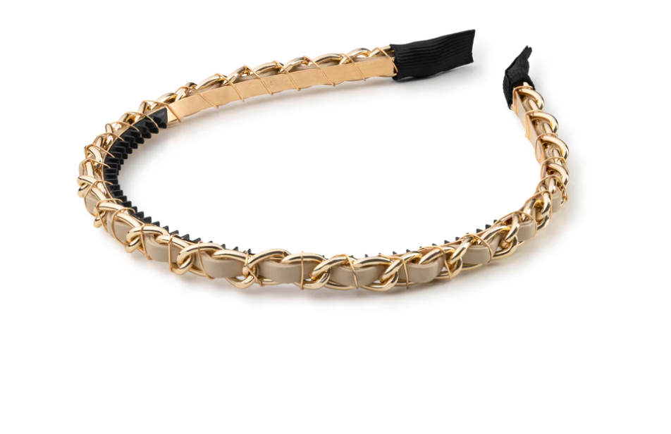 Halo Luxe Oatmeal Coco Gold Chain Headband