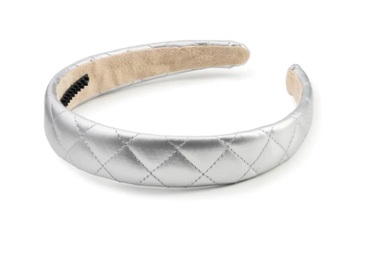 Halo Luxe Silver Ella Quilted Leather Headband