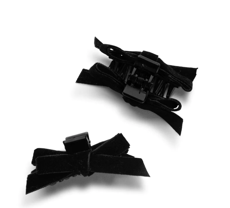 Halo Luxe Black Velvet Bow Mini Claw Clip Set