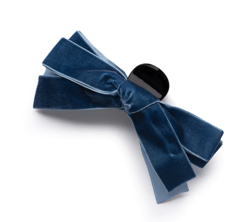 Halo Luxe Blue Velvet Bow Claw Clip