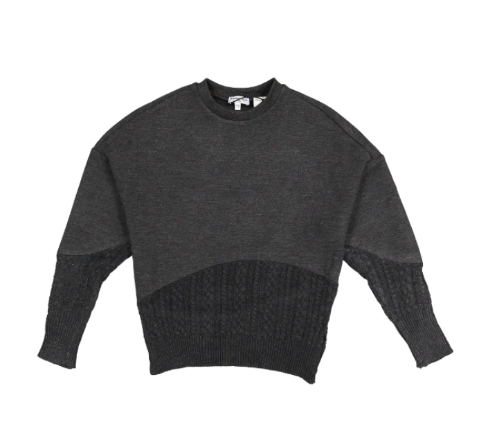 Noname Charcoal Sweater with Cable Knit Bottom