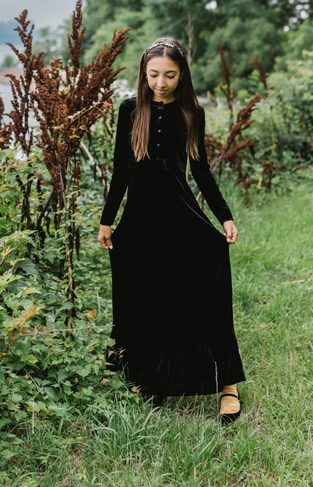 Froo Black Velvet Maxi with Cropped Cardigan Set
