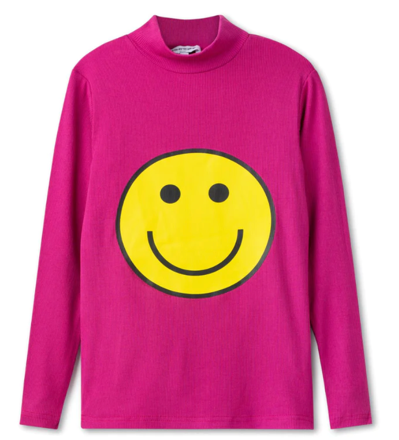 Noname Pink Mockneck Tee with Smiley Face