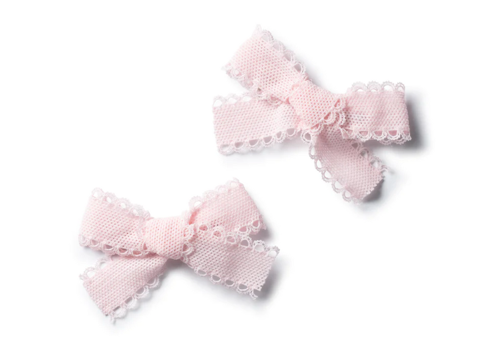 Halo Luxe Pink Sweets Lace Double Bow Clip Set