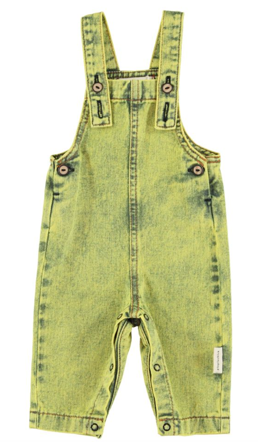 Piupiuchick Washed Acid Yellow Denim Baby Overalls