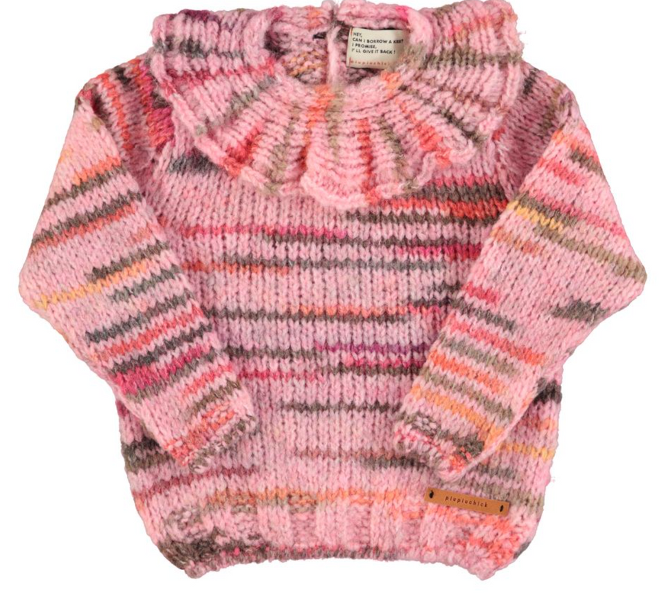 Piupiuchick Multicolor Pink Knitted Sweater w/ Collar