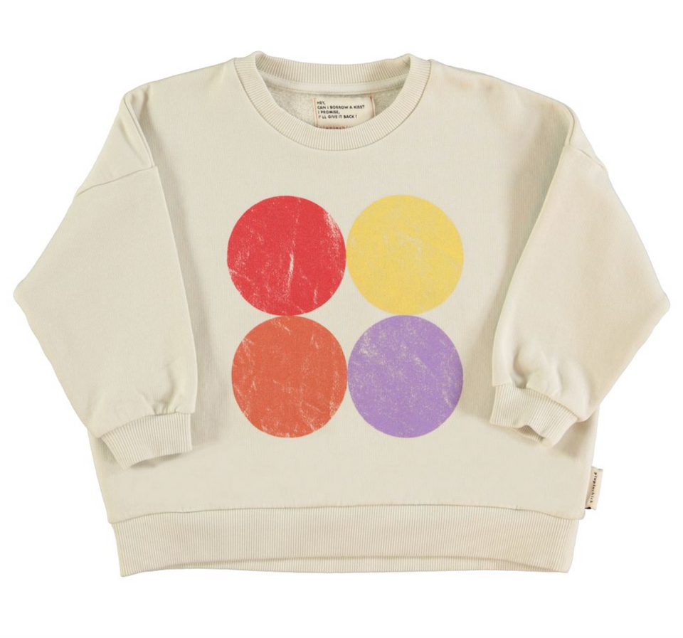 Piupiuchick Ecru Sweatshirt w/ Multicolor Circles